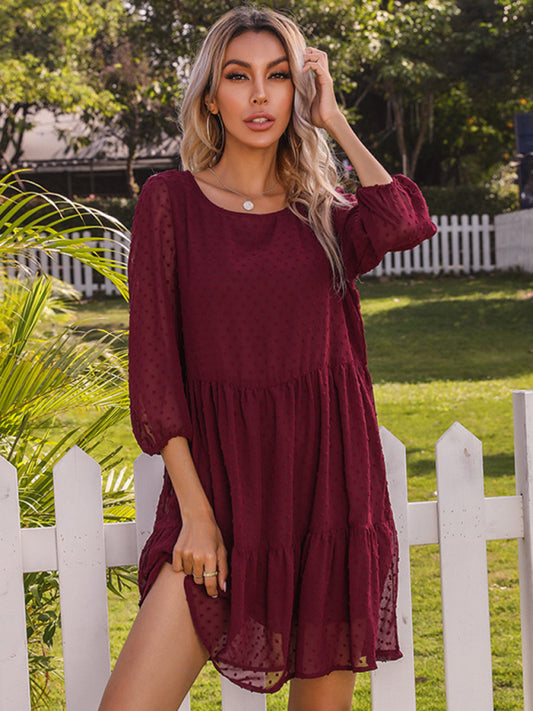 Lace Spliced Loose Fit Dress – Solid Color, Lightweight & Flowy