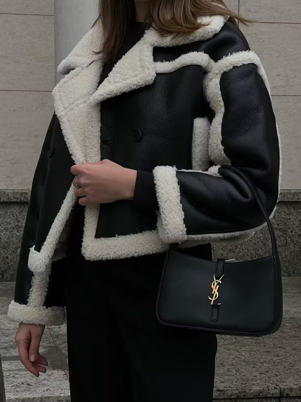 جاكيت دافئ من صوف الحمل الفاخر للنساء