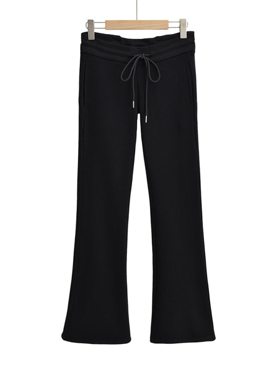 Low-Rise Micro-Flare Drawstring Pants