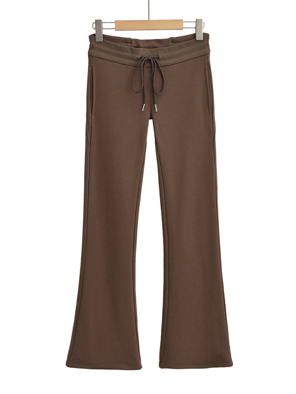 Low-Rise Micro-Flare Drawstring Pants