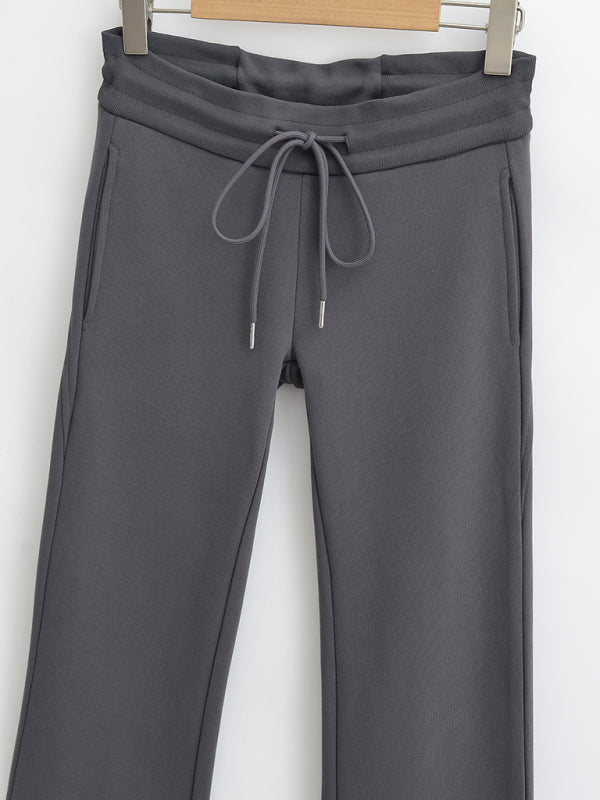 Low-Rise Micro-Flare Drawstring Pants