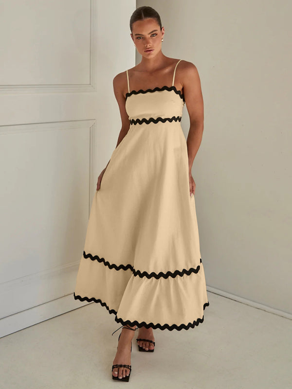 Romantic Print Maxi Dress – Woven Texture, Spaghetti Straps & Spring Colors