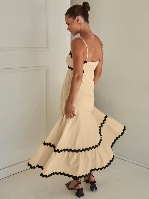 Romantic Print Maxi Dress – Woven Texture, Spaghetti Straps & Spring Colors