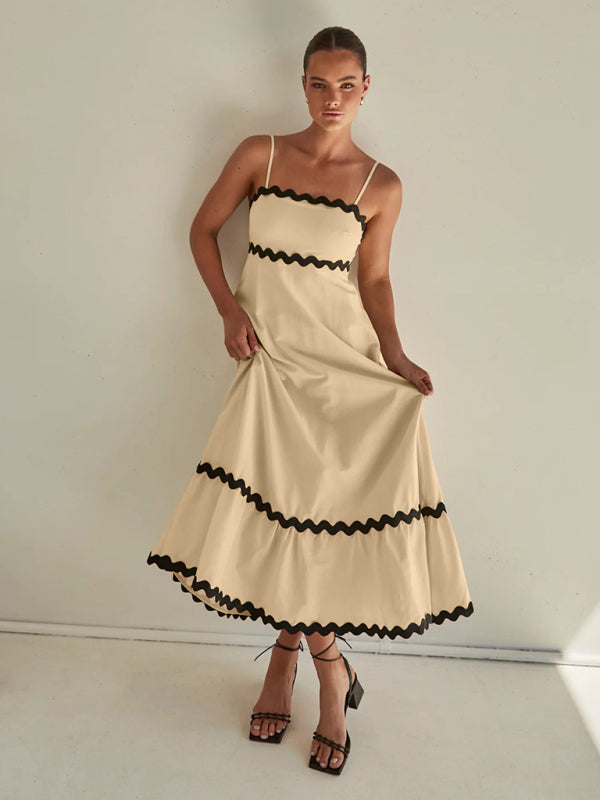 Romantic Print Maxi Dress – Woven Texture, Spaghetti Straps & Spring Colors