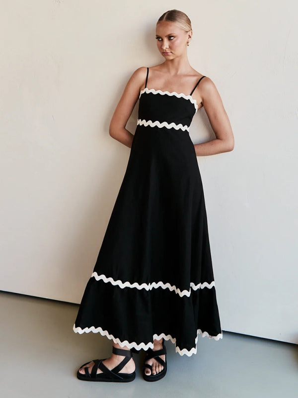 Romantic Print Maxi Dress – Woven Texture, Spaghetti Straps & Spring Colors