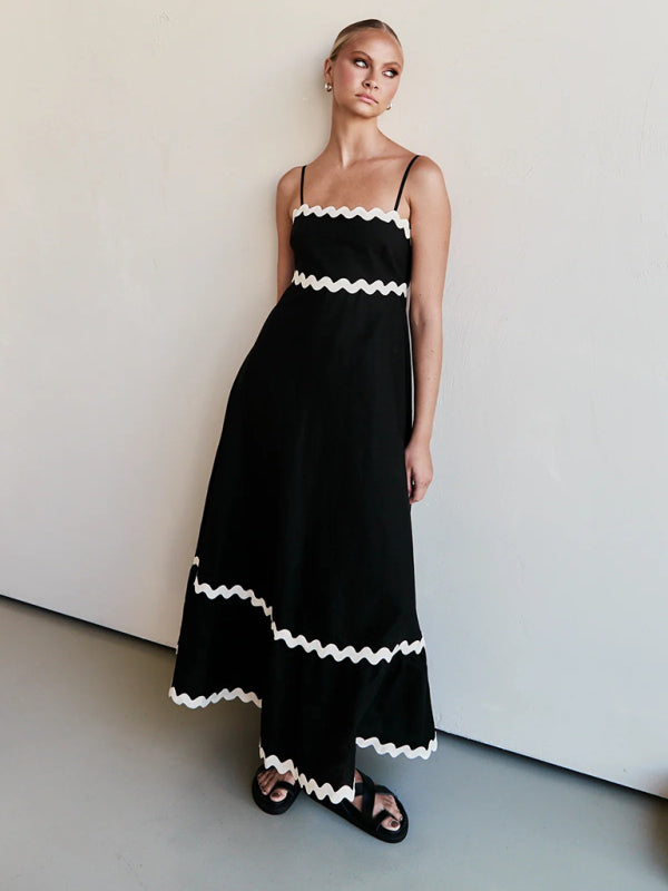 Romantic Print Maxi Dress – Woven Texture, Spaghetti Straps & Spring Colors