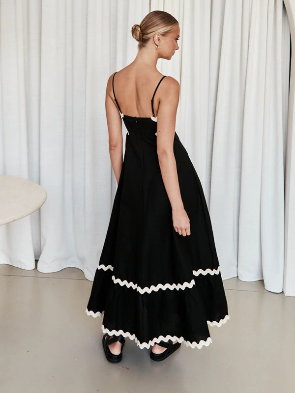 Romantic Print Maxi Dress – Woven Texture, Spaghetti Straps & Spring Colors