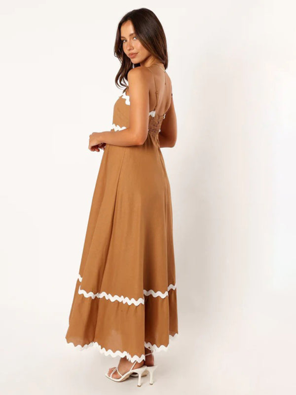 Romantic Print Maxi Dress – Woven Texture, Spaghetti Straps & Spring Colors