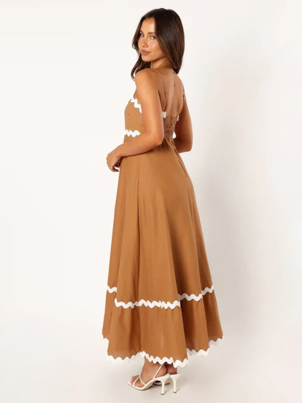 Romantic Print Maxi Dress – Woven Texture, Spaghetti Straps & Spring Colors
