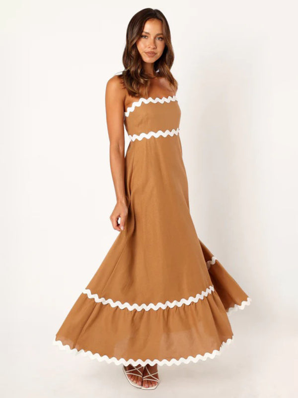 Romantic Print Maxi Dress – Woven Texture, Spaghetti Straps & Spring Colors