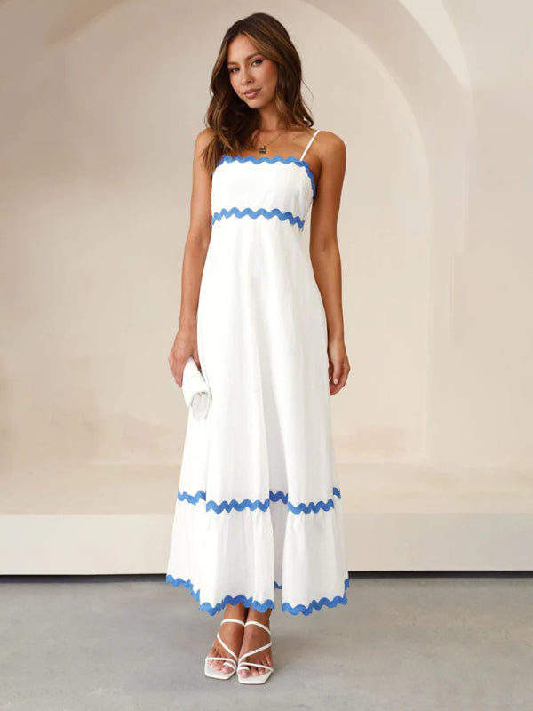 Romantic Print Maxi Dress – Woven Texture, Spaghetti Straps & Spring Colors