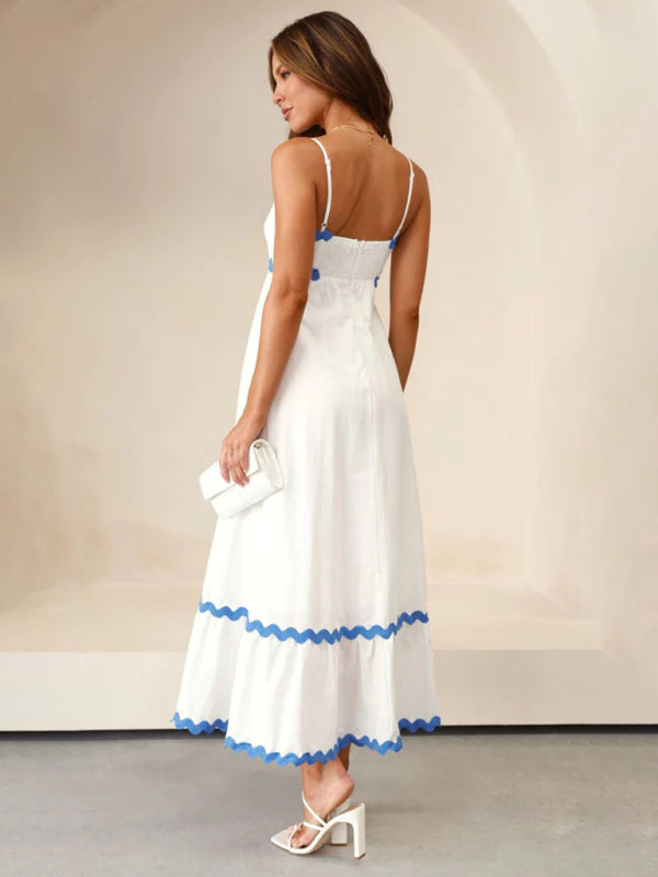 Romantic Print Maxi Dress – Woven Texture, Spaghetti Straps & Spring Colors
