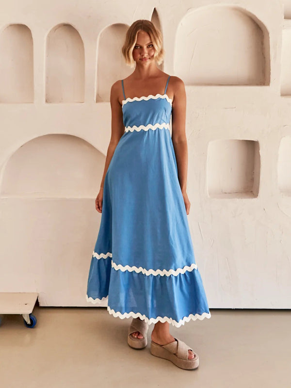 Romantic Print Maxi Dress – Woven Texture, Spaghetti Straps & Spring Colors