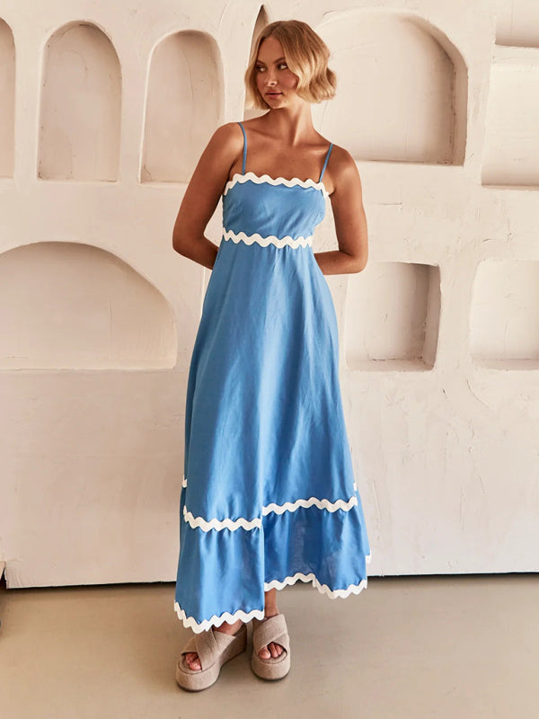Romantic Print Maxi Dress – Woven Texture, Spaghetti Straps & Spring Colors