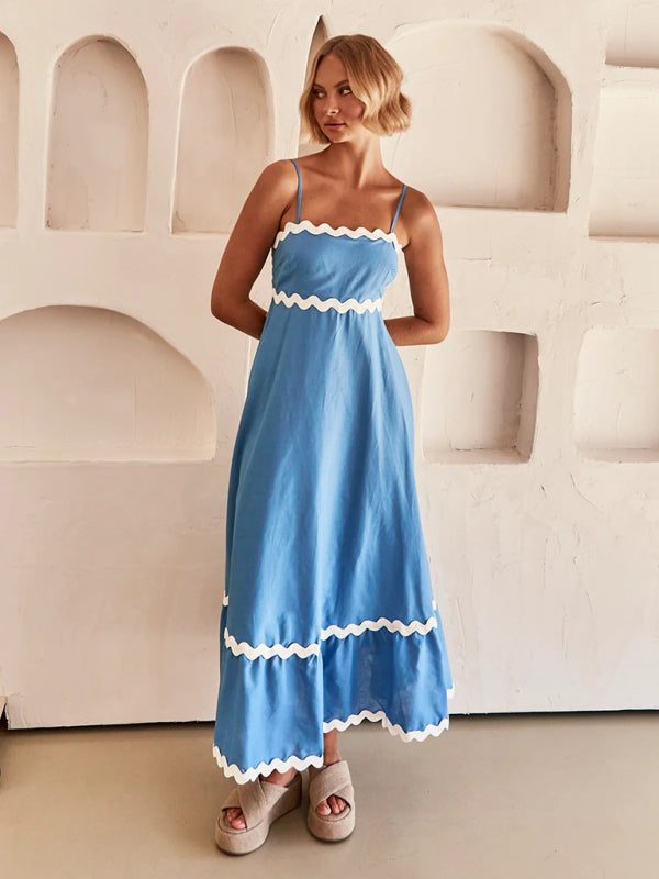 Romantic Print Maxi Dress – Woven Texture, Spaghetti Straps & Spring Colors