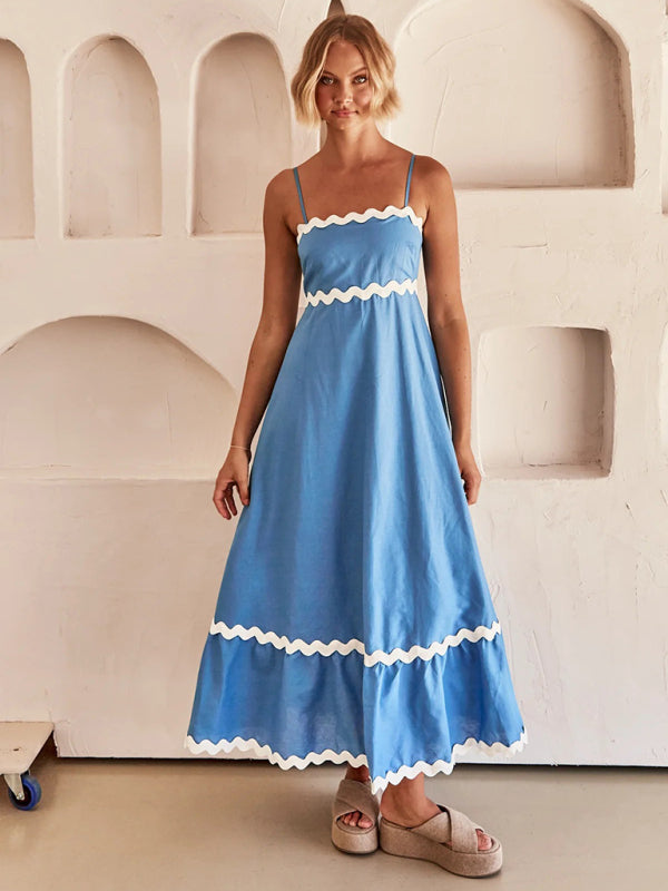 Romantic Print Maxi Dress – Woven Texture, Spaghetti Straps & Spring Colors