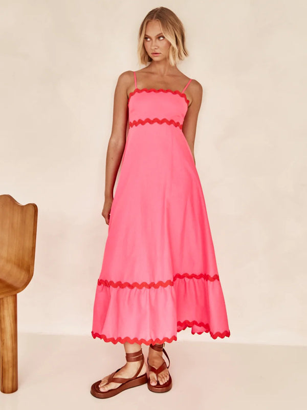 Romantic Print Maxi Dress – Woven Texture, Spaghetti Straps & Spring Colors