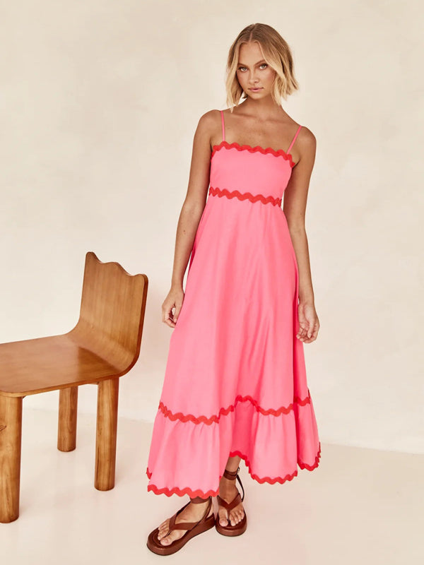 Romantic Print Maxi Dress – Woven Texture, Spaghetti Straps & Spring Colors