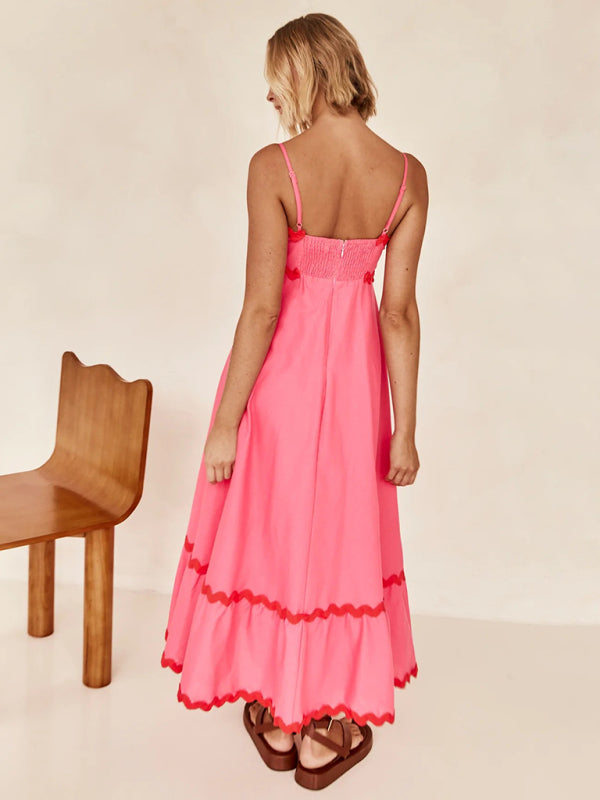 Romantic Print Maxi Dress – Woven Texture, Spaghetti Straps & Spring Colors