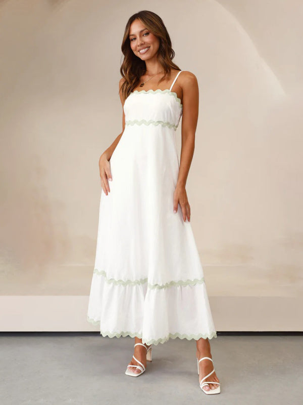 Romantic Print Maxi Dress – Woven Texture, Spaghetti Straps & Spring Colors