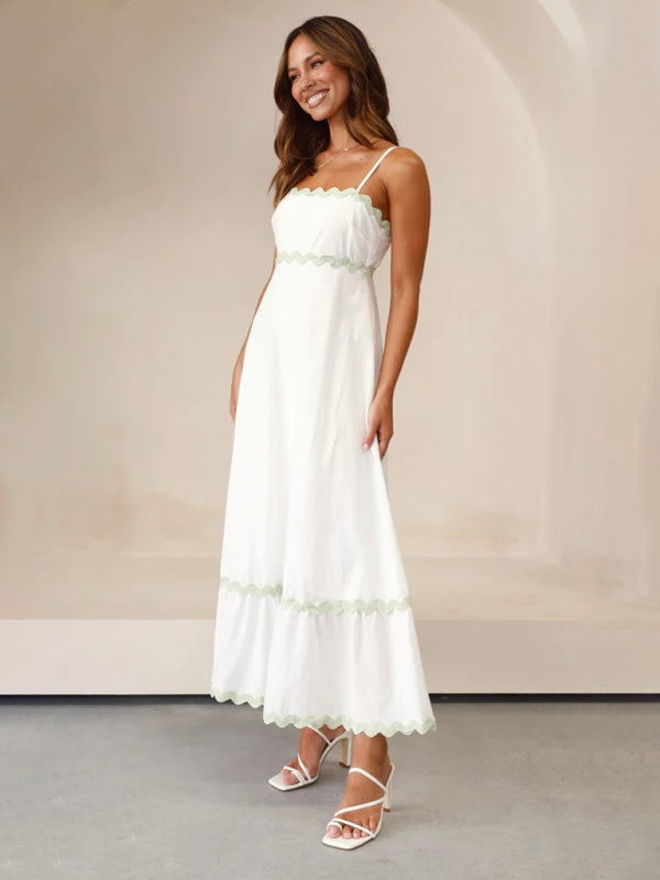 Romantic Print Maxi Dress – Woven Texture, Spaghetti Straps & Spring Colors