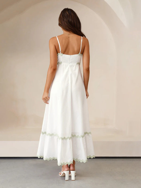 Romantic Print Maxi Dress – Woven Texture, Spaghetti Straps & Spring Colors