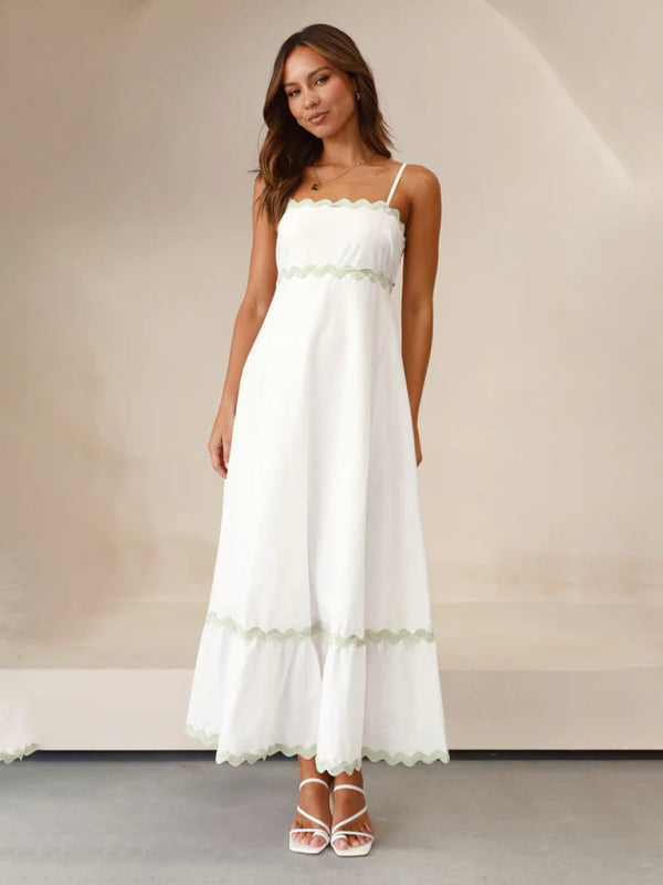 Romantic Print Maxi Dress – Woven Texture, Spaghetti Straps & Spring Colors