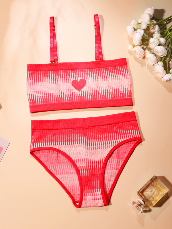 Valentine's One-Shoulder Red Heart Seamless Lingerie Set – Nylon & Spandex