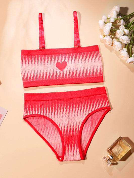 Valentine's One-Shoulder Red Heart Seamless Lingerie Set – Nylon & Spandex