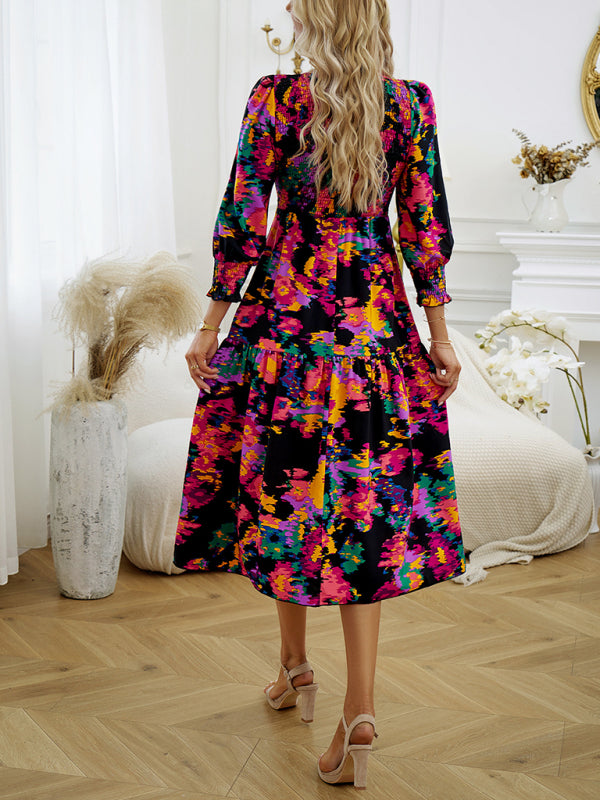 Robe imprimée élégante à col rond – Coupe gracieuse pour toutes les saisons