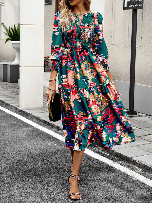 Robe imprimée élégante à col rond – Coupe gracieuse pour toutes les saisons