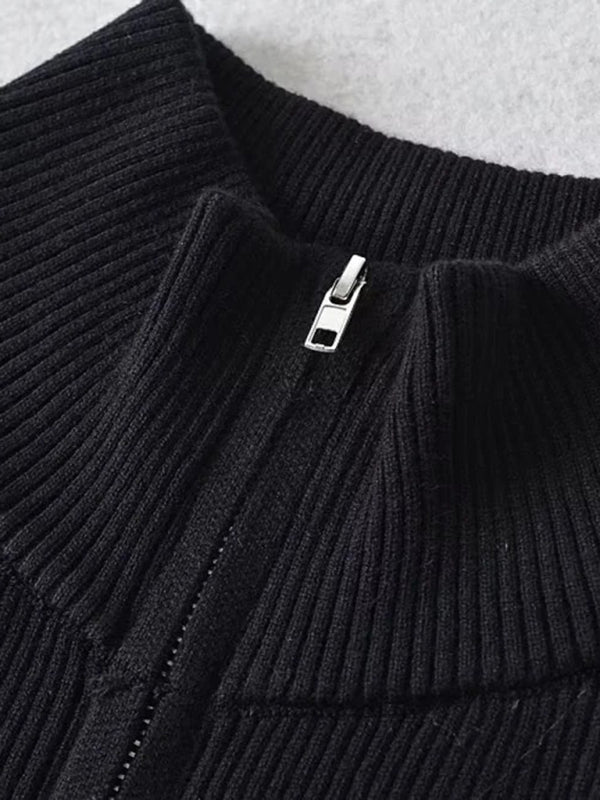 Sweter na zamek w paski