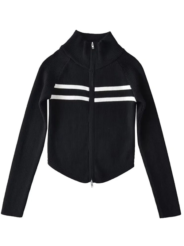 Sweter na zamek w paski