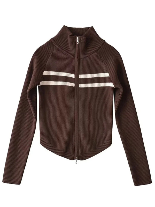 Sweter na zamek w paski