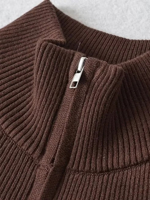 Sweter na zamek w paski