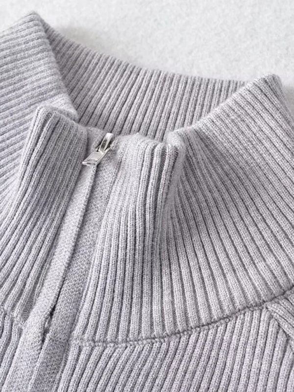 Sweter na zamek w paski