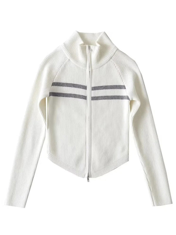 Sweter na zamek w paski