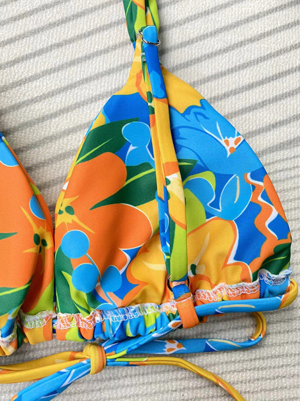 Printed Strappy Split Bikini Set – Moderate Elasticity & Flattering Fit