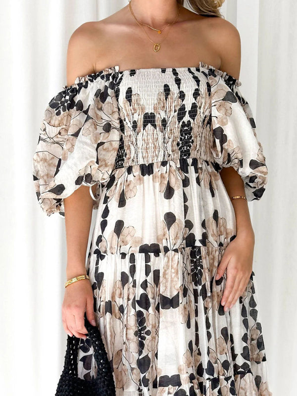 Puff Sleeve French Cake Dress – Romantic Floral Resort Maxi Outfit