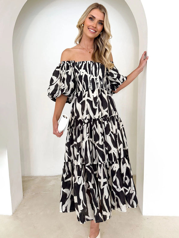 Puff Sleeve French Cake Dress – Romantic Floral Resort Maxi Outfit