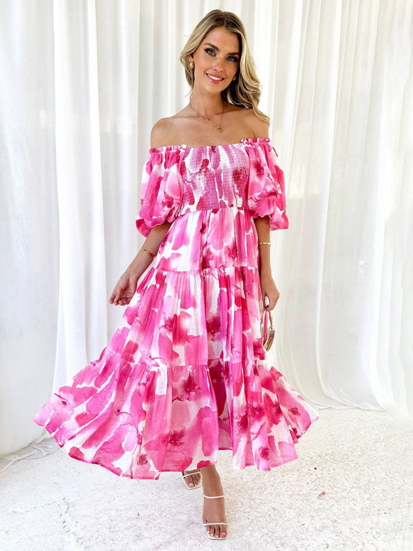 Puff Sleeve French Cake Dress – Romantic Floral Resort Maxi Outfit