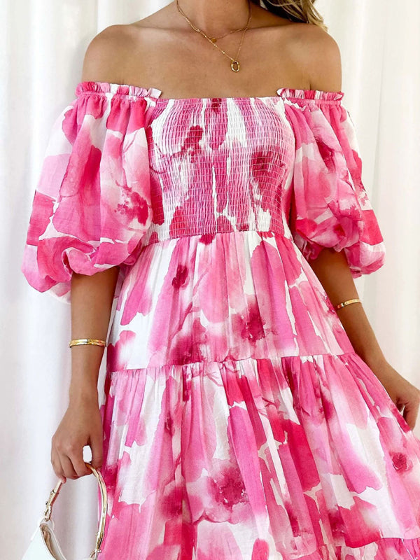 Puff Sleeve French Cake Dress – Romantic Floral Resort Maxi Outfit
