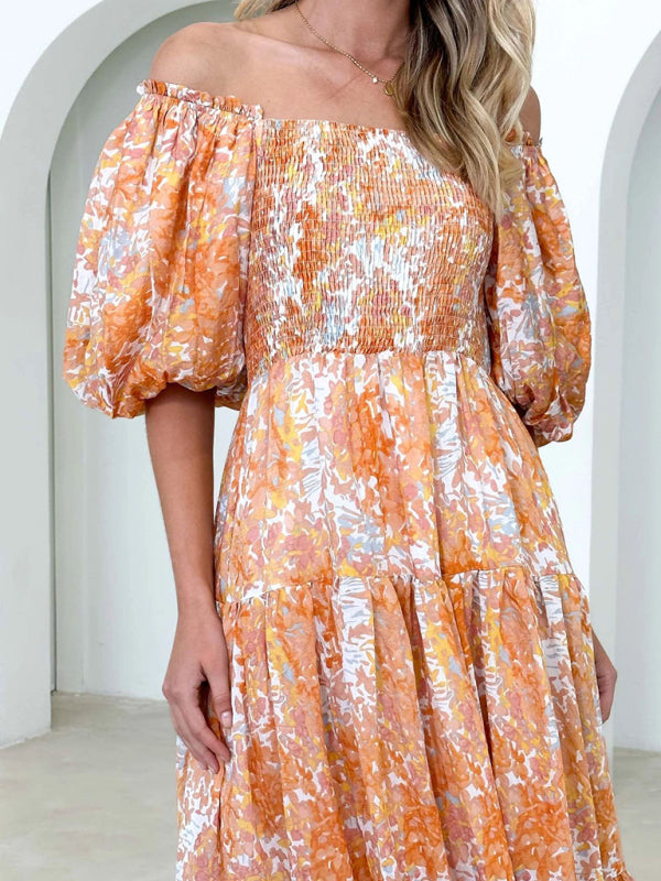 Puff Sleeve French Cake Dress – Romantic Floral Resort Maxi Outfit