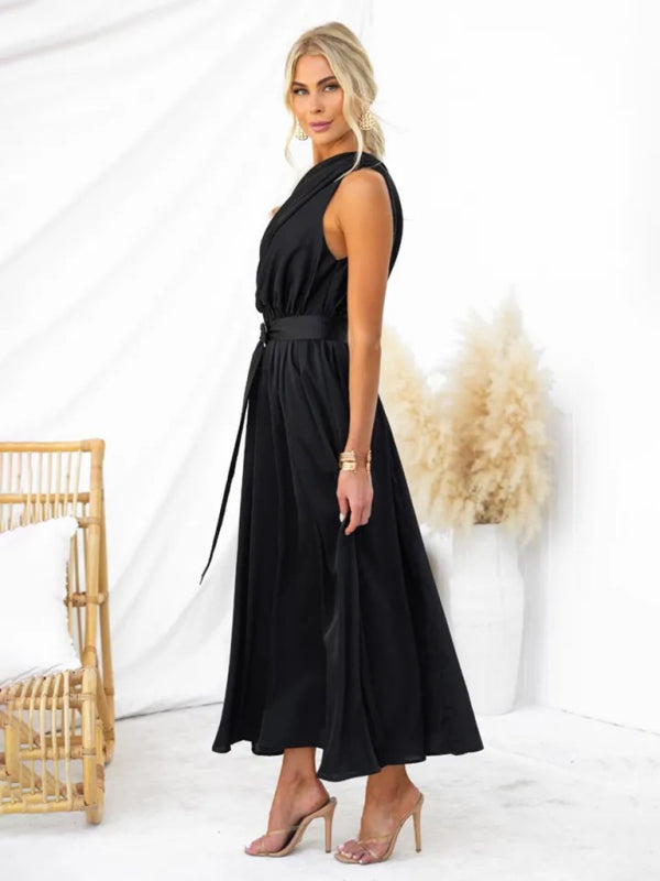 One-Shoulder Strapless Backless Dress – Slim-Waist Woven Elegance for Spring & Summer