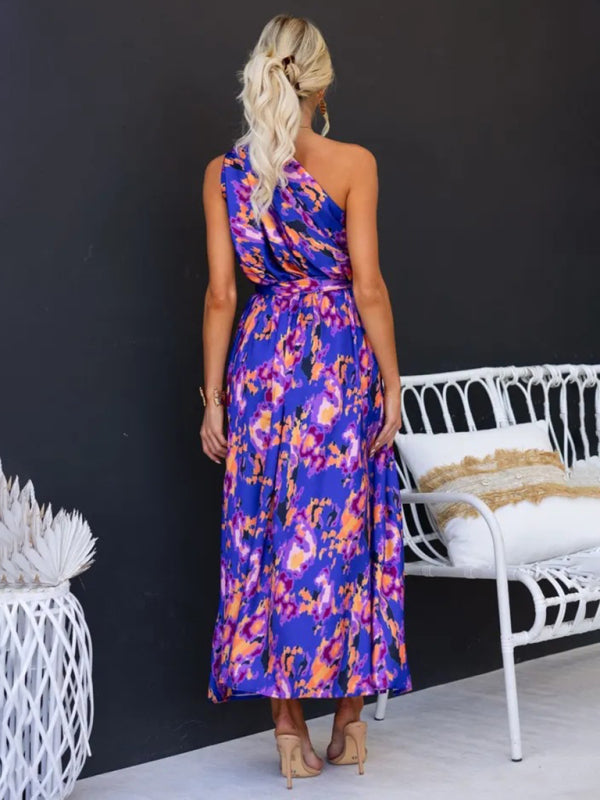 One-Shoulder Strapless Backless Dress – Slim-Waist Woven Elegance for Spring & Summer