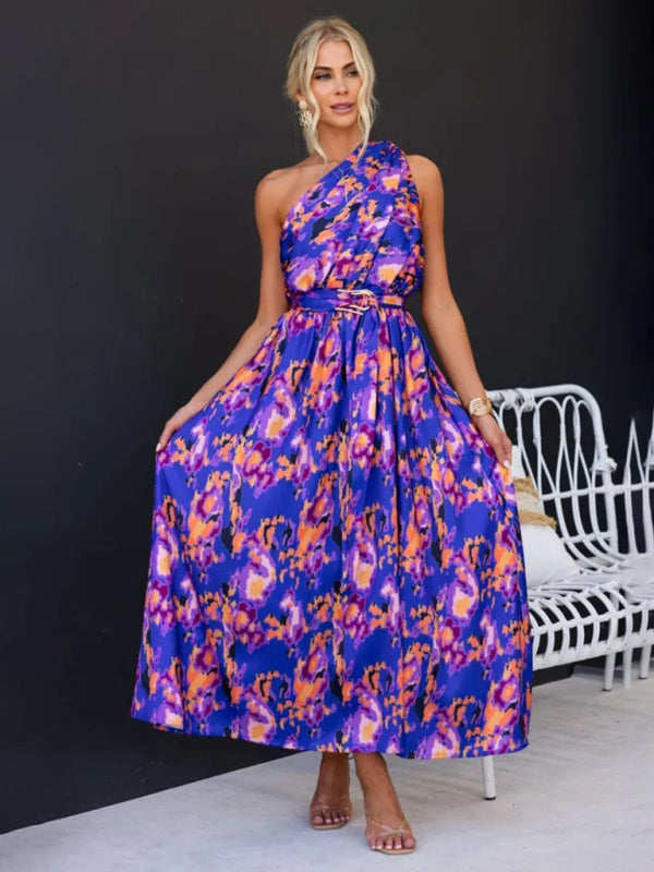 One-Shoulder Strapless Backless Dress – Slim-Waist Woven Elegance for Spring & Summer