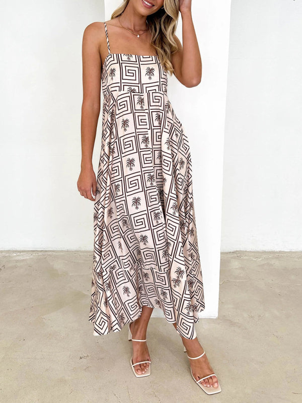 Fresh Floral Printed Sleeveless Dress – Lightweight Summer Suspender Style