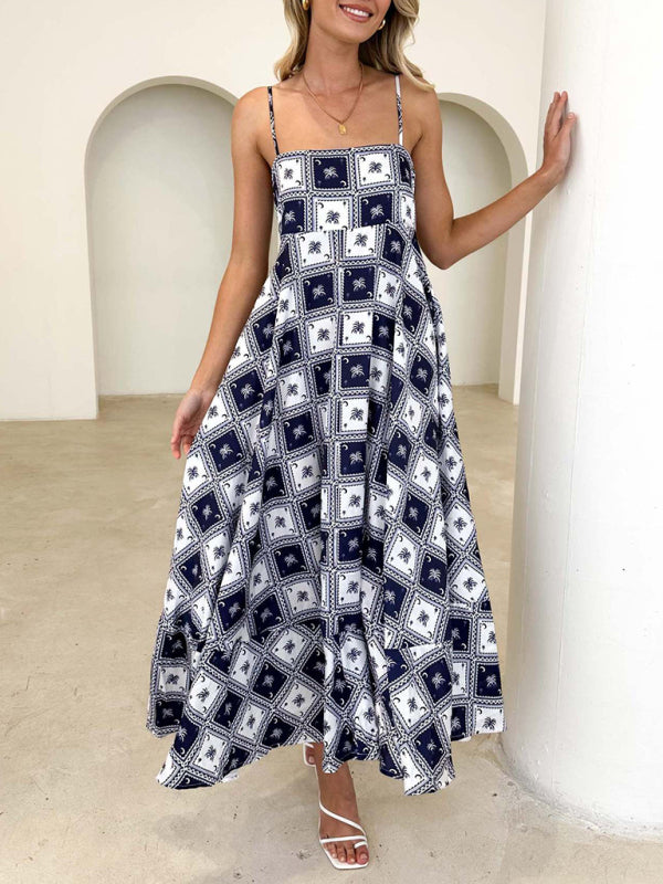 Fresh Floral Printed Sleeveless Dress – Lightweight Summer Suspender Style