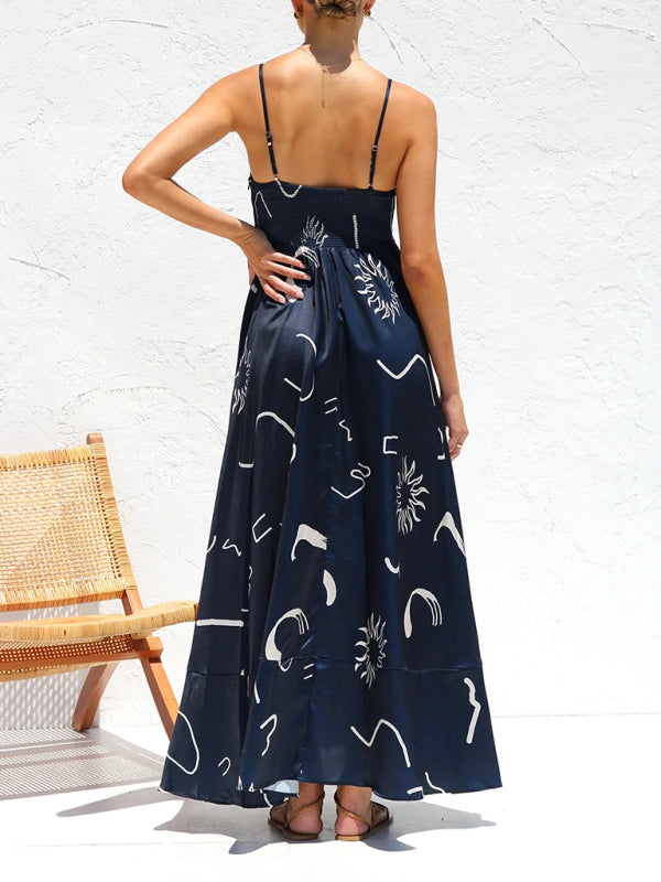 Fresh Floral Printed Sleeveless Dress – Lightweight Summer Suspender Style