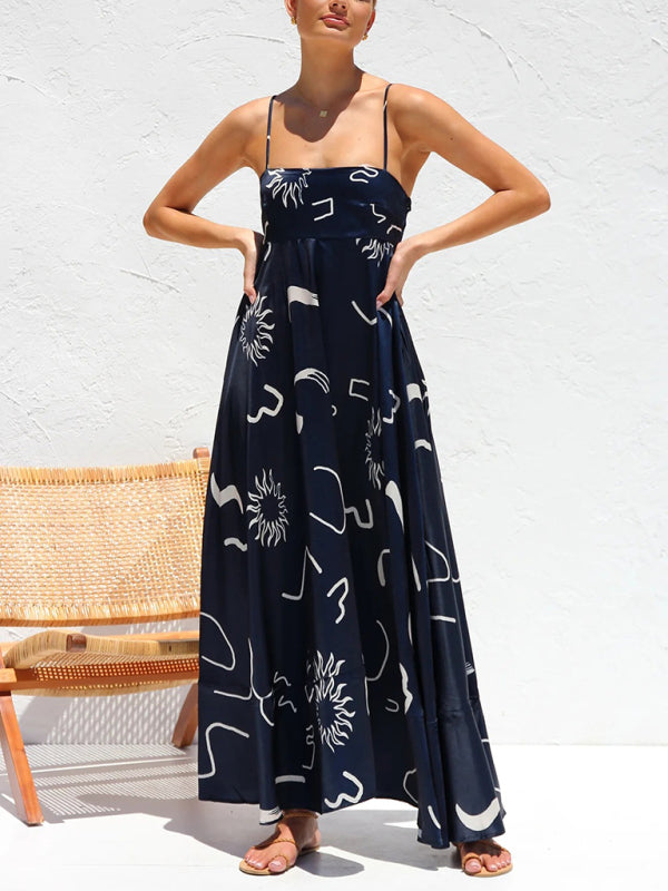 Fresh Floral Printed Sleeveless Dress – Lightweight Summer Suspender Style